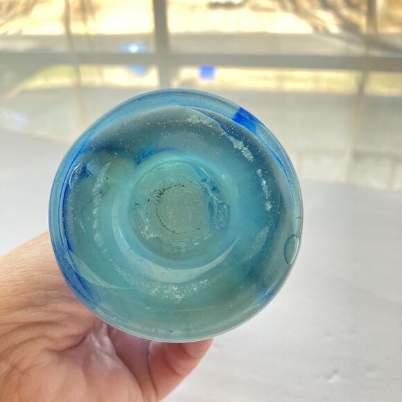 Vintage 5 Finger Blue White Swirl Swung Vase Art Glass Bud Vase Glass 8 inches - Picture 12 of 13